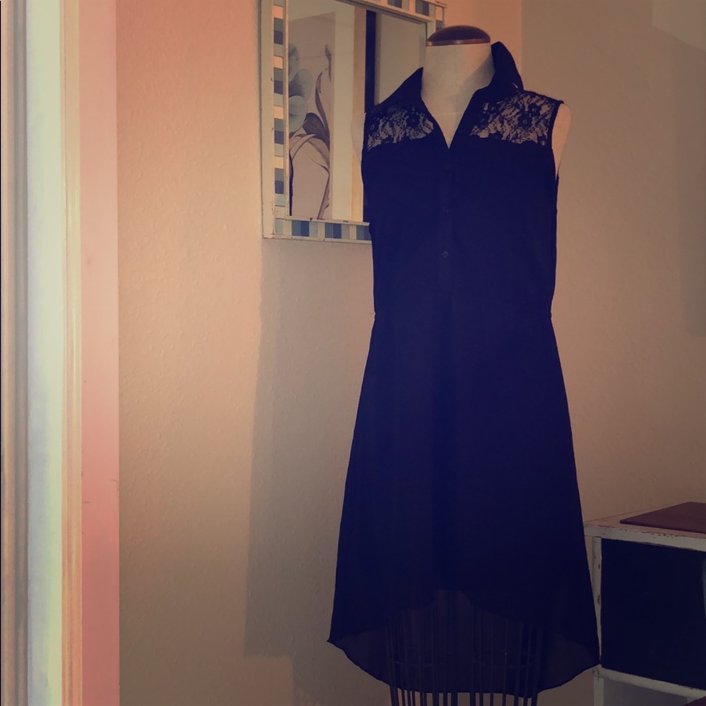 M Black Hi-Lo Dress by Indulge, button front